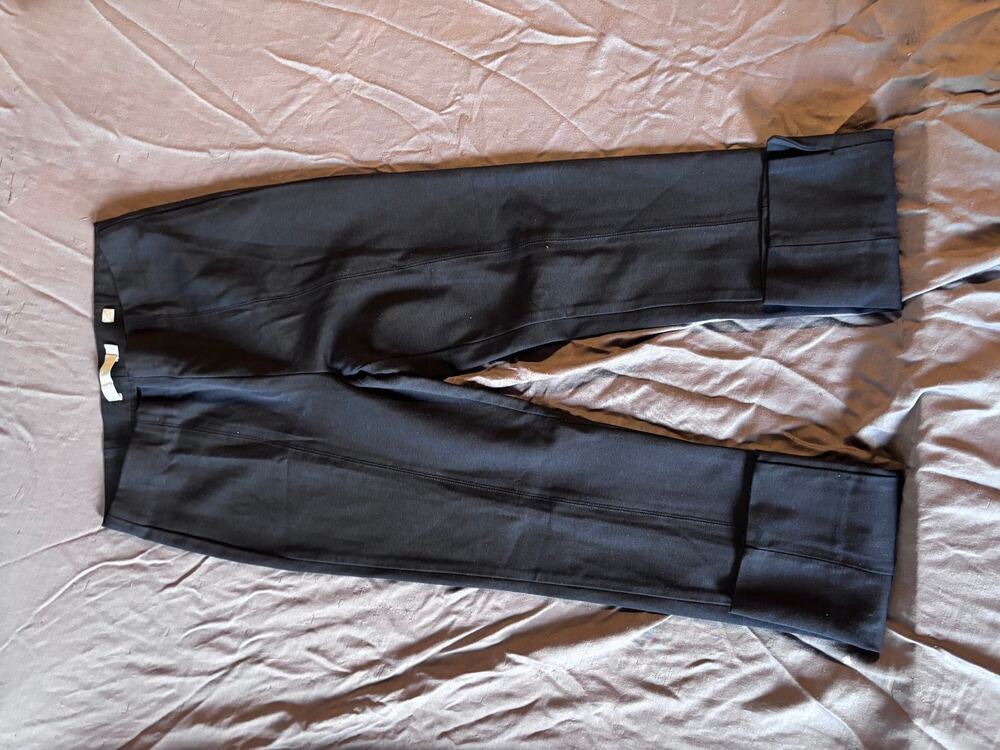 Vince Pants Womens Dress Pull On Cropped Cuffed Front Crease Black Work Office